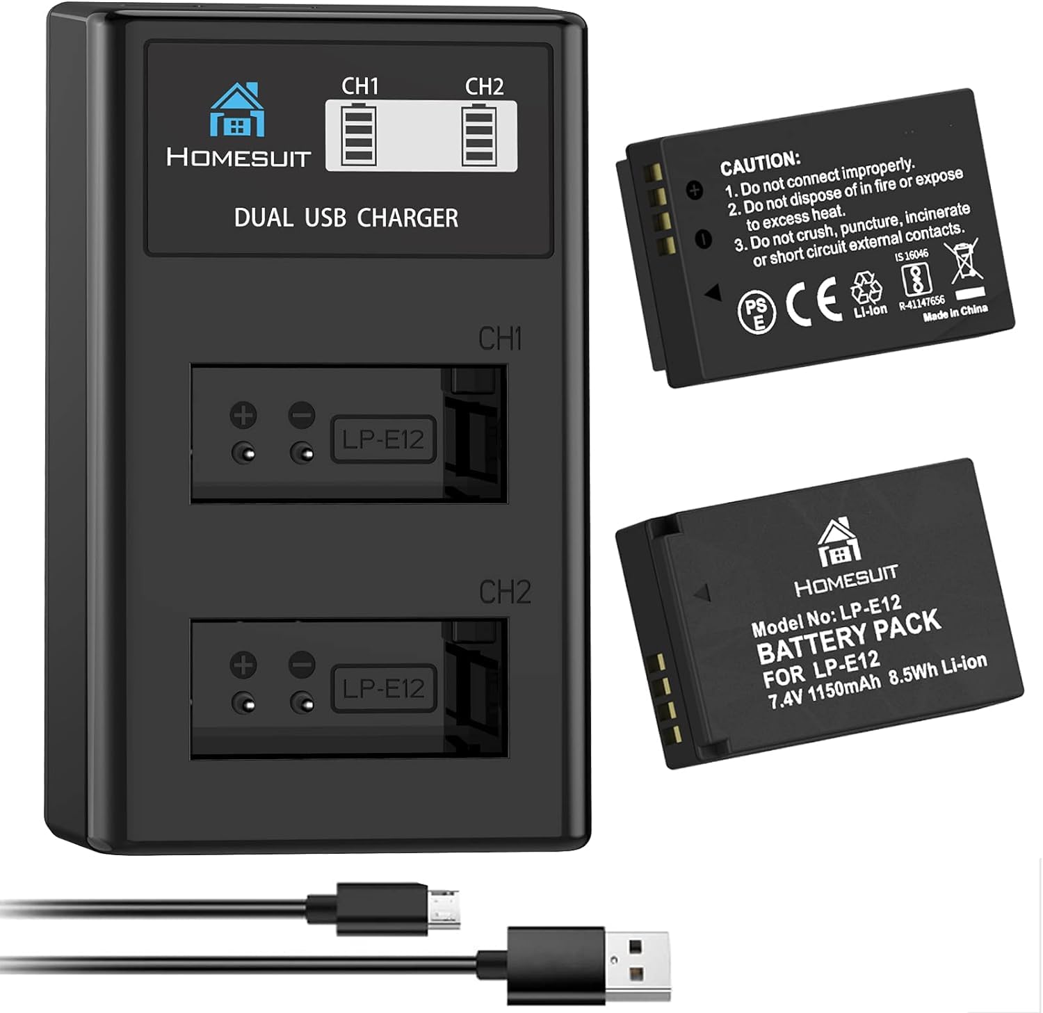 Amazon.co.jp: Homesuit LP E12 互換バッテリー 2個 LCD 充電器セット